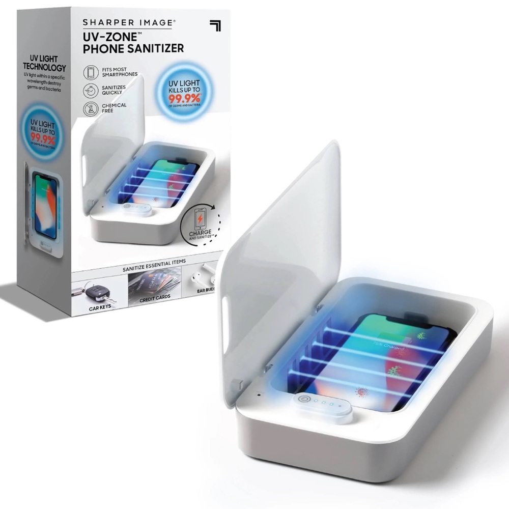 🔥 4 / $20 🔥 ✨ Sharper Image UV-Zone Phone Sanitizer + Charger ✨
